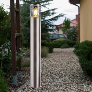 etc-shop Sockelleuchten, Leuchtmittel nicht inklusive, 2x Außen Bereich Steh Lampen Edelstahl Grundstück Garten Stand Sockel