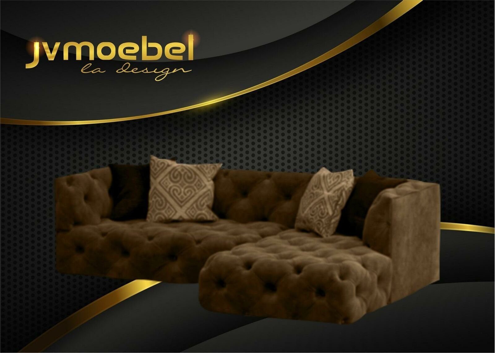 JVmoebel Design L-Form Made in Couch Polstermöbel Braunes Europe Neu, Ecksofa Chesterfield