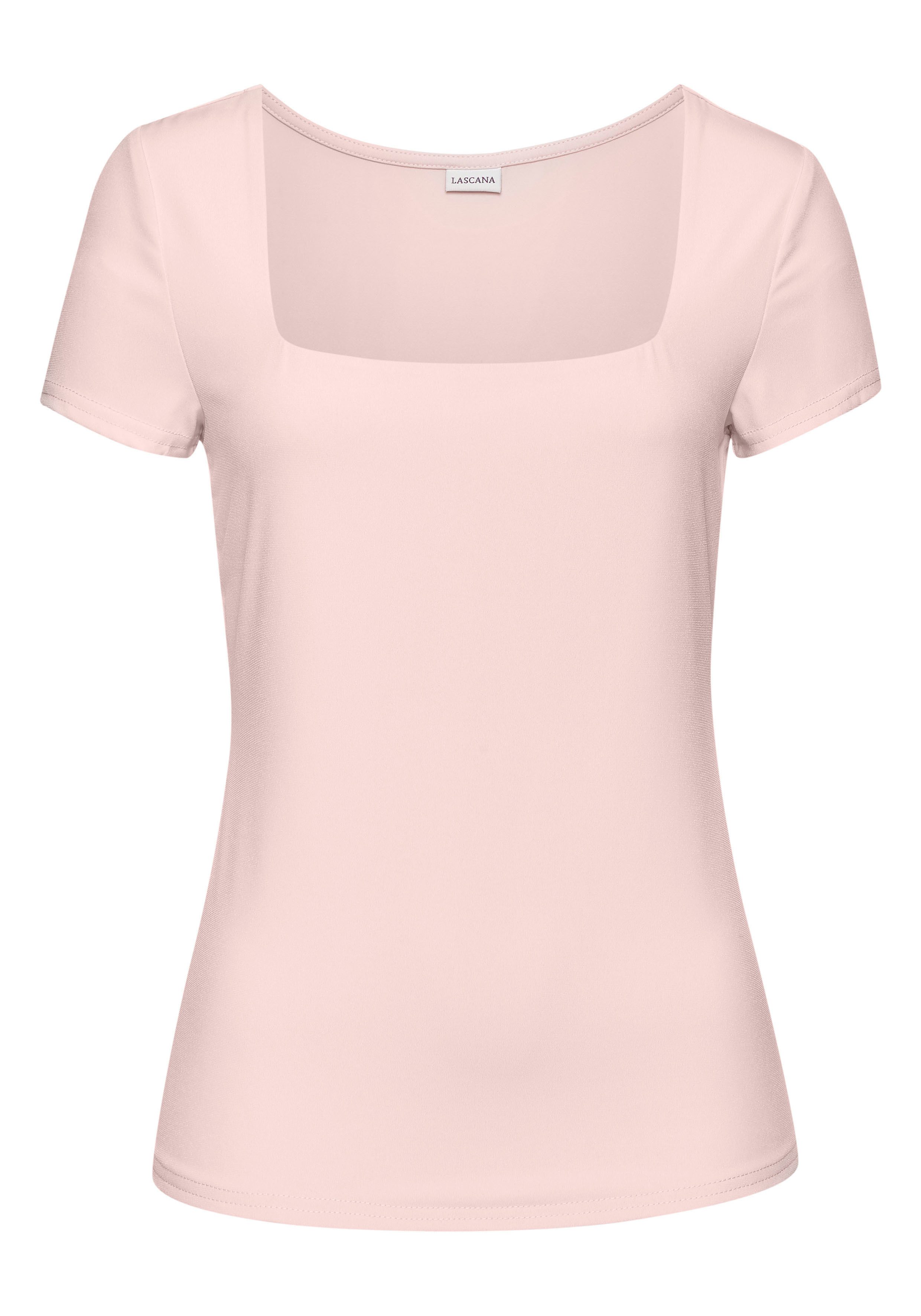 LASCANA T-Shirt aus bügelfreiem Material, elegantes Kurzarmshirt, doppellagig. € 29,99