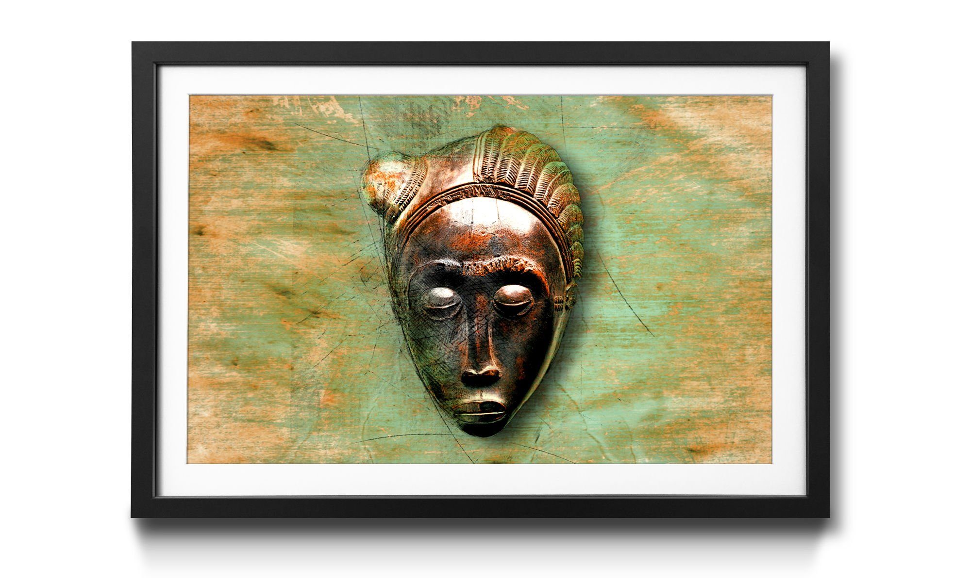 WandbilderXXL Bild mit Rahmen African Mujer, Afrikanische Maske, Wandbild, in 4 Größen erhältlich