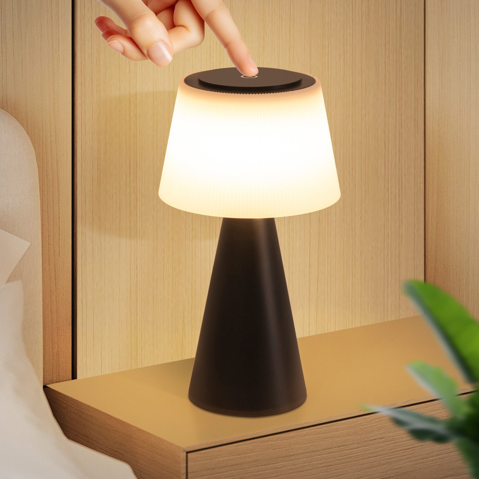LED Tischleuchte Akku Nachttischlampe Kabellos Schwarz/Weiß/Rot Touch Dimmbar 3600mhA