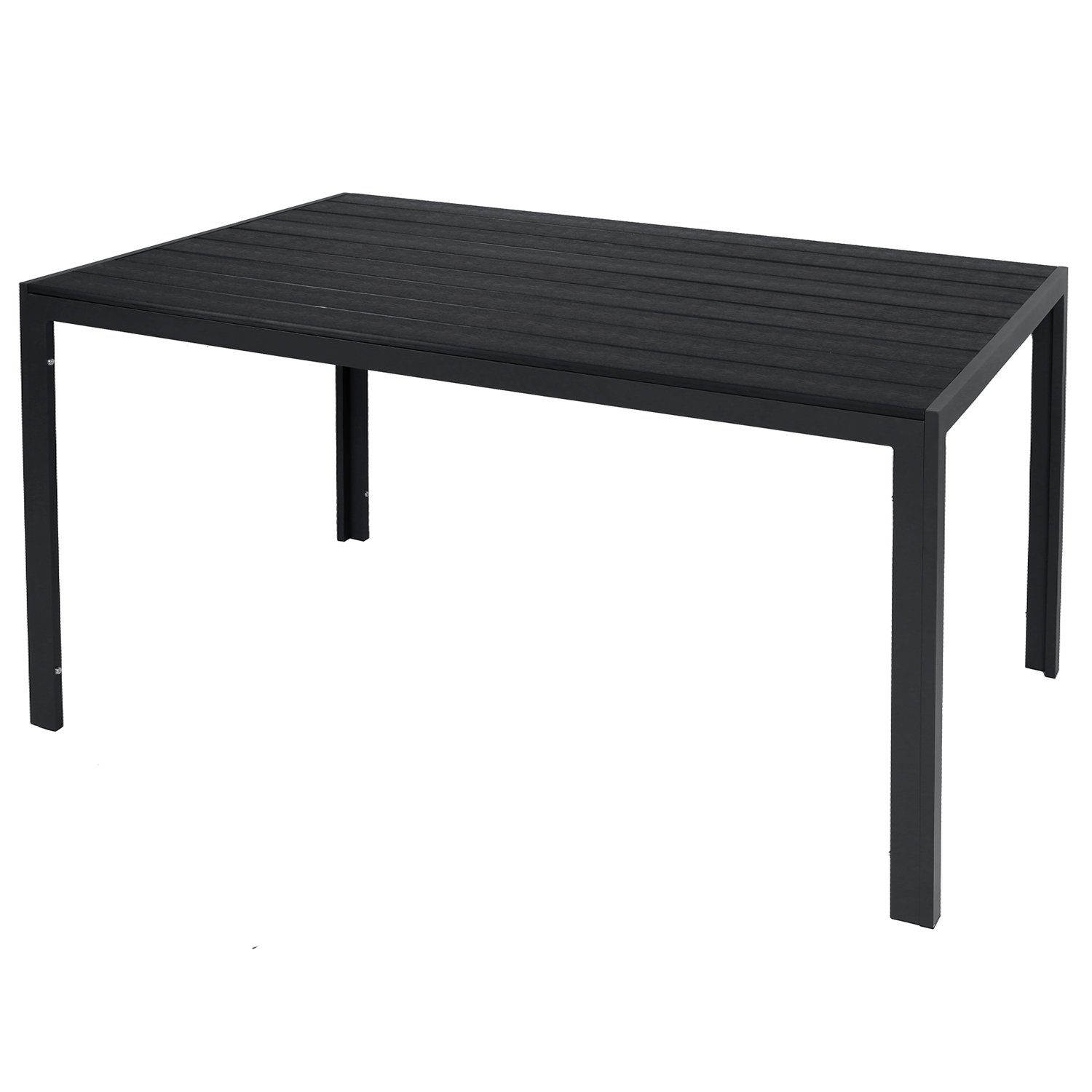 INDA-Exclusiv Küchentisch Gartentisch aus Polywood und Aluminium anthrazit - schwarz 150x90cm