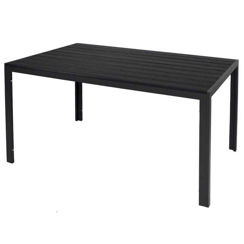 INDA-Exclusiv Küchentisch Non-Wood Aluminium Gartentisch Esstisch anthrazit / schwarz 150x80cm