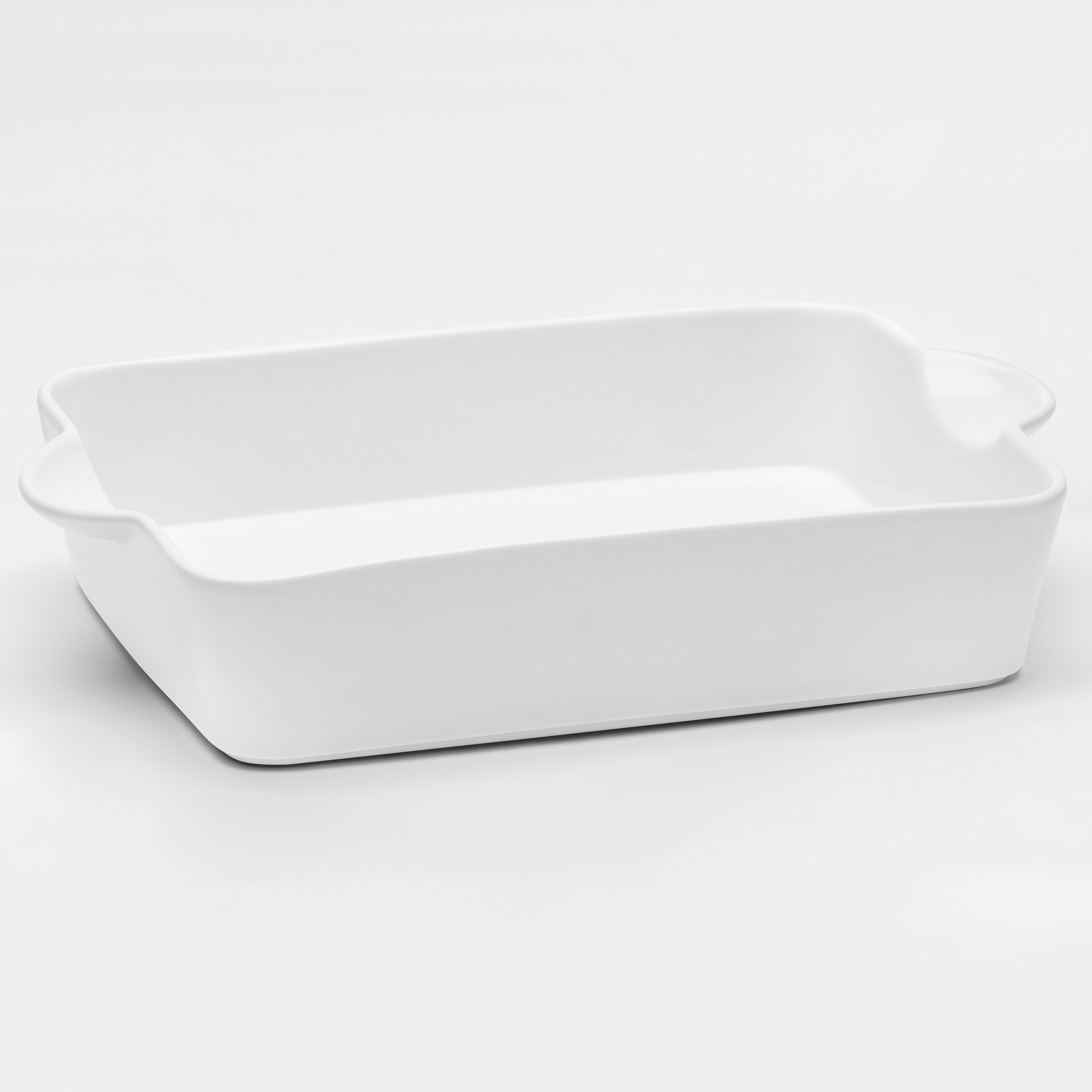 van Well Auflaufform Backform eckig, 35 x 22,5 x 7,5 cm, Porzellan, (1-St), weiß glänzend, spülmaschinen- und mikrowellengeeignet