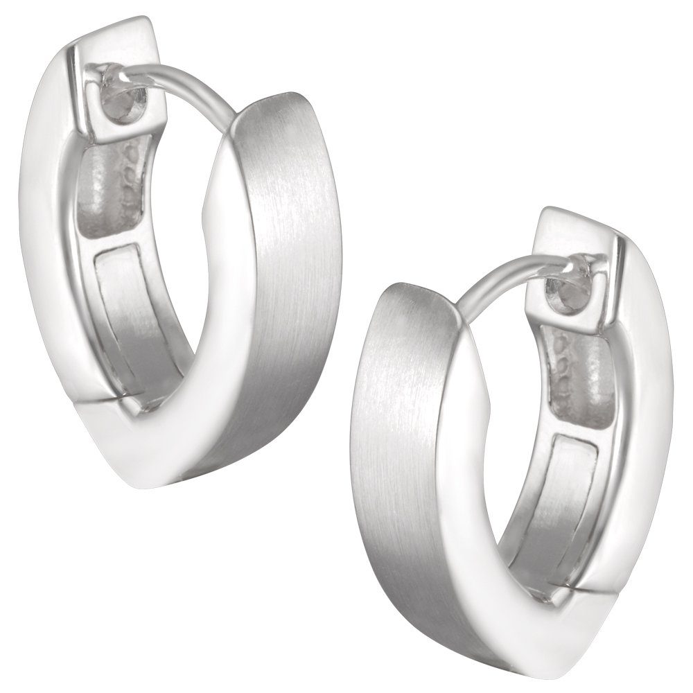 Vinani Paar Creolen, Vinani Klapp-Creolen groß V-Form mattiert glänzend Sterling Silber 925 Ohrringe CMC