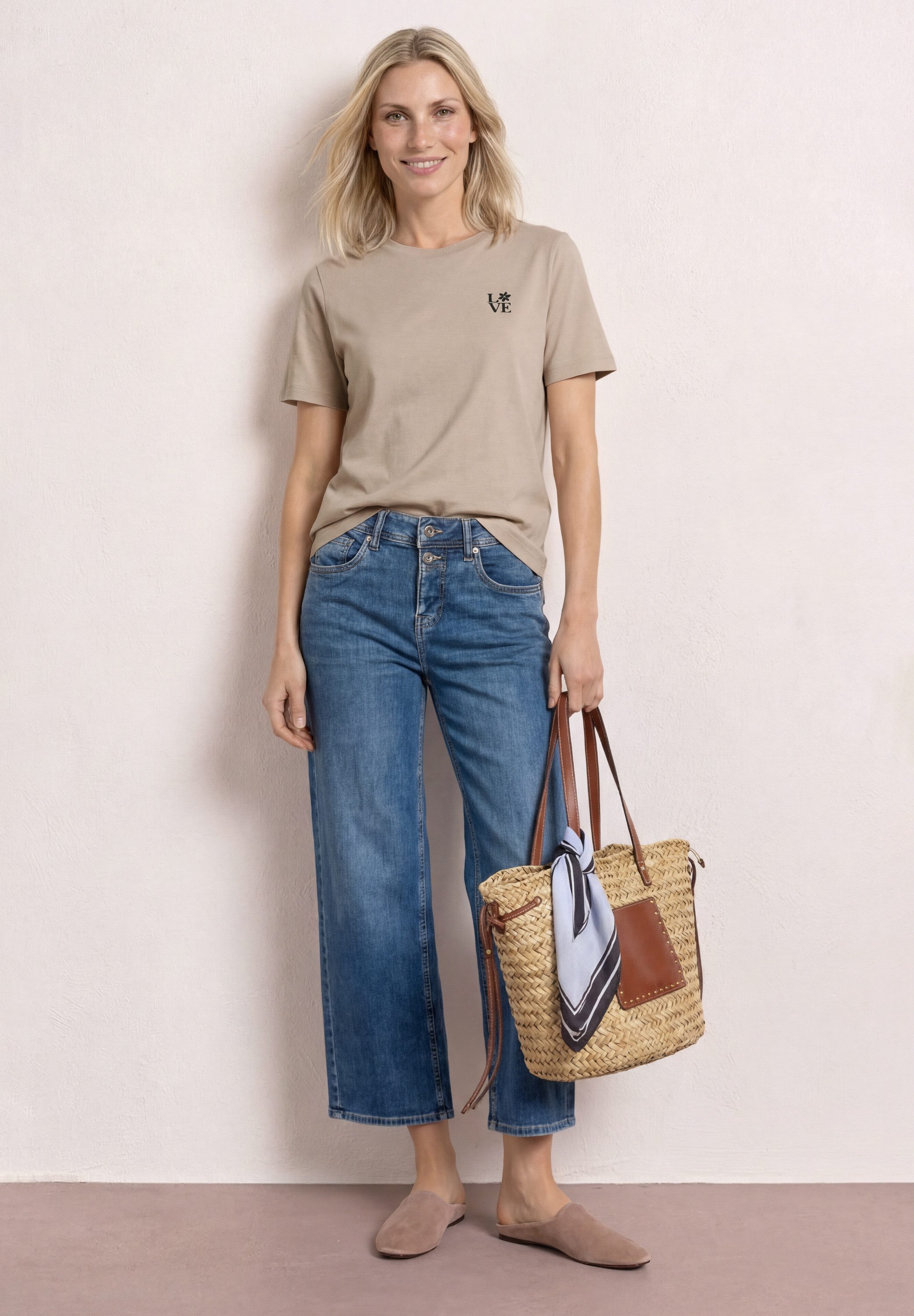 STREET ONE Kurzarmshirt Sommershirt mit Rundhals und Printdetail