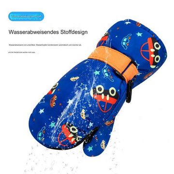 FIDDY Skihandschuhe Winter-Kinder-Cartoon-Skihandschuhe (winddichte, verdickte. warme und niedliche Outdoor-Handschuhe für Jungen und Mädchen, geeignet für 6–12 Jahre)