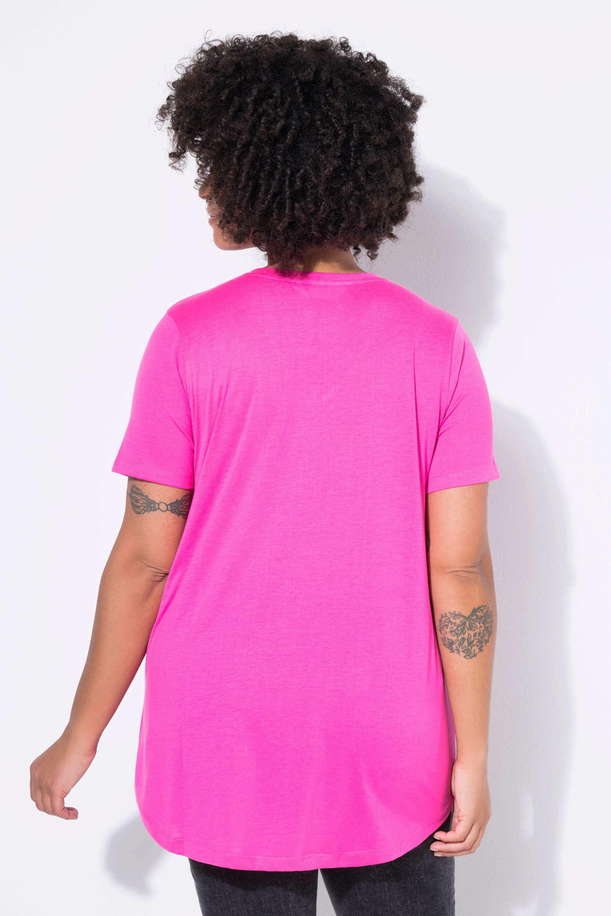 Angel of Style T-Shirt T-Shirt A-Linie Neonfarbe gerundeter Saum