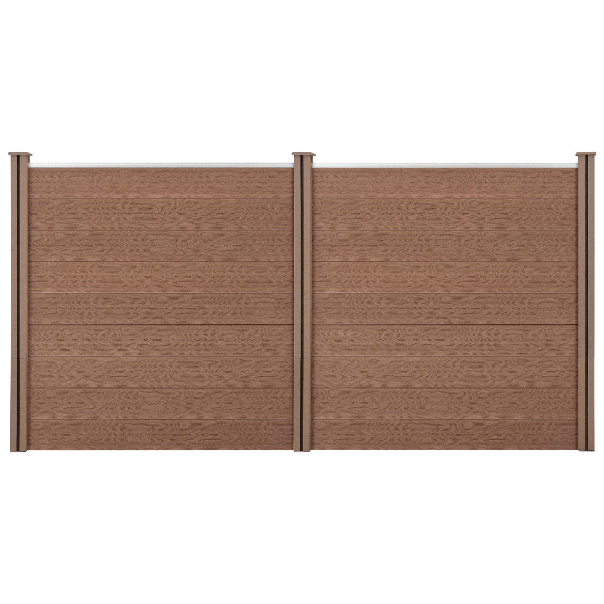 neu.holz Gartenzaun, (mit Pfosten), »Getafe« Lamellenzaun WPC Sichtschutz 183x357cm Braun