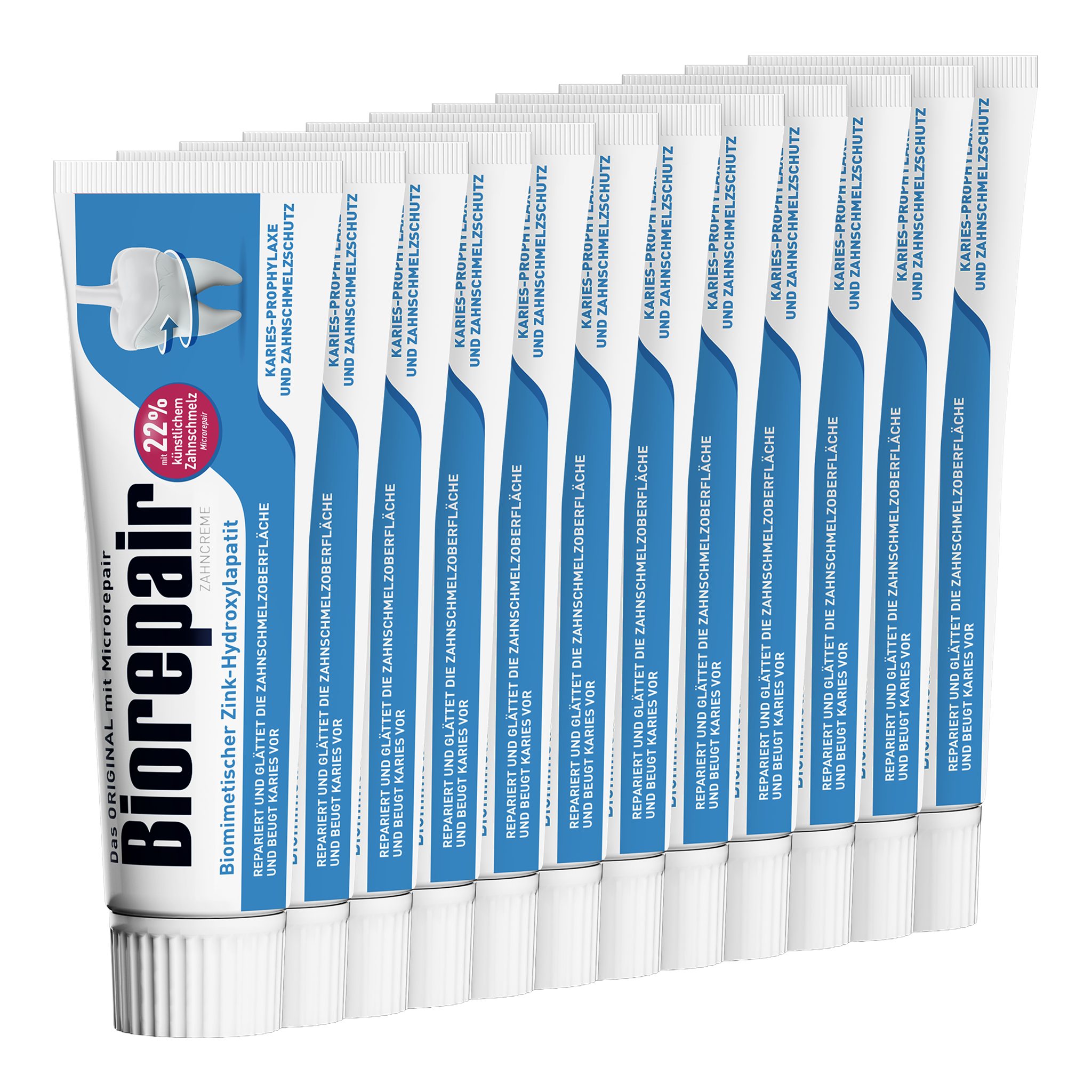 Biorepair Zahnpasta Biorepair Karies-Prophylaxe 12x75 ml – Zahnschmelzschutz Zahnpasta