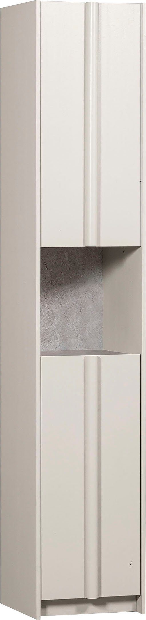 WOOOD Vitrine Basu Smalle Hochschrank 2 Türen, 1 Schublade, H 210 cm x B 40 cm