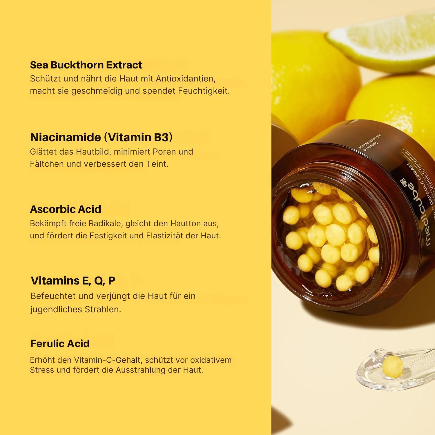 Medicube Feuchtigkeitscreme Deep Vitamin C Golden Capsule Cream – Aufhellende Gesichtscreme mit Vitamin-C-Kapseln, 55 ml – Feuchtigkeit &, Anti-Aging für strahlende Haut