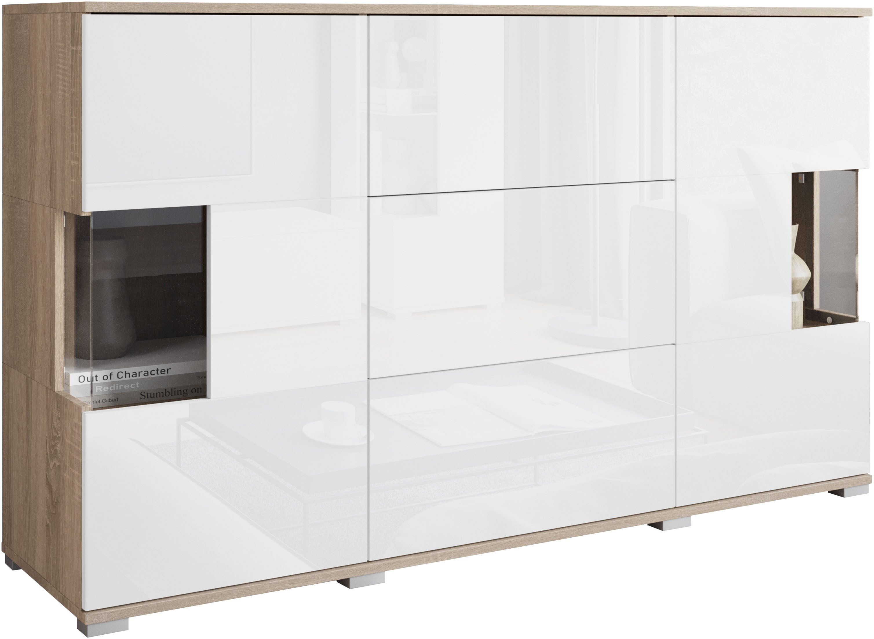 eiche Sonoma/weiss Hochglanz