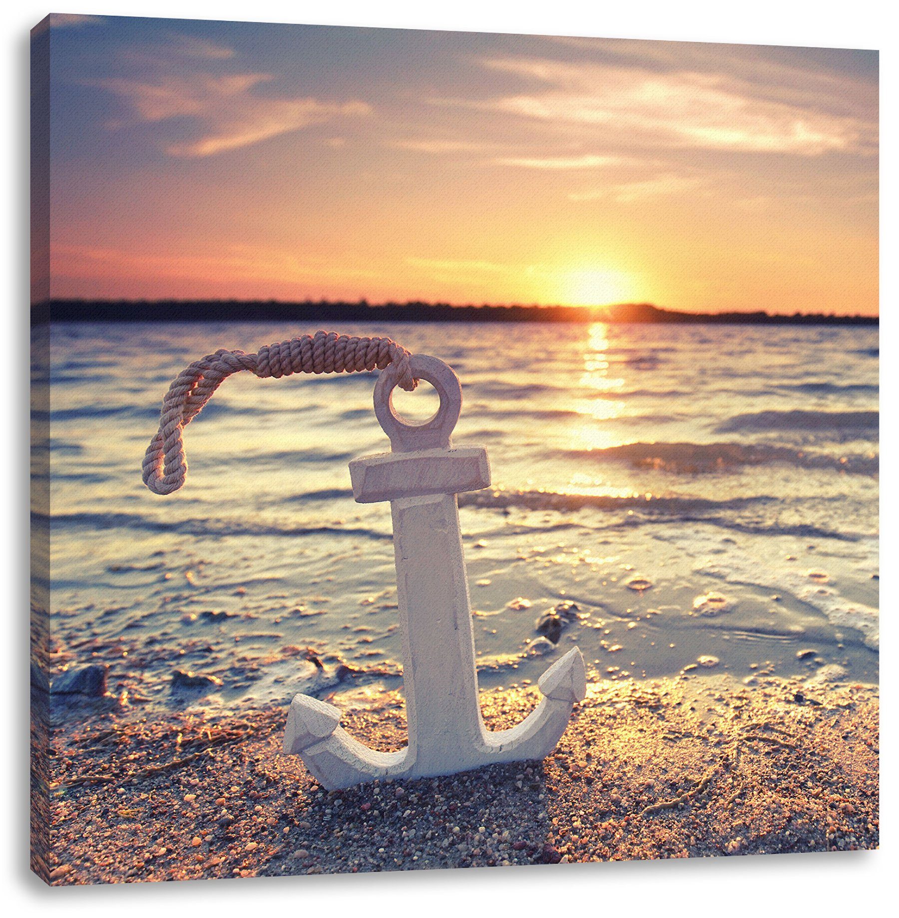 Pixxprint Leinwandbild Anker am Ostseestrand im günstig online kaufen