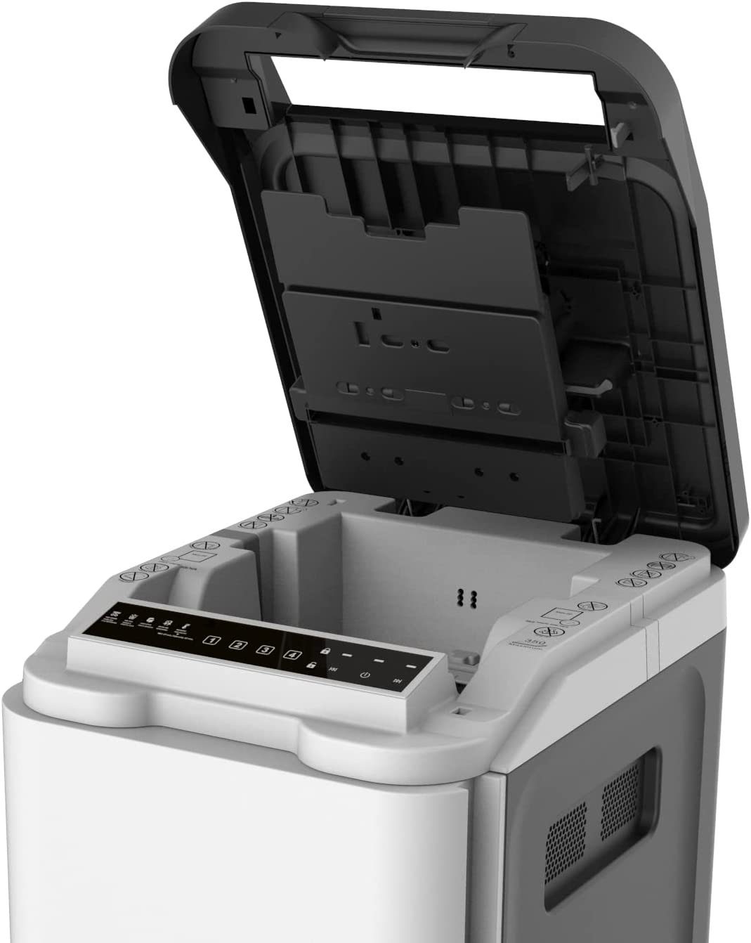 LMG Germany Papierschredder Autofeed Aktenvernichter, Manuell 10 und Auto 350 Blatt, Autofeed, PIN-Sperre, leise, Touch, 70 l, Rollen, Anti-Stau