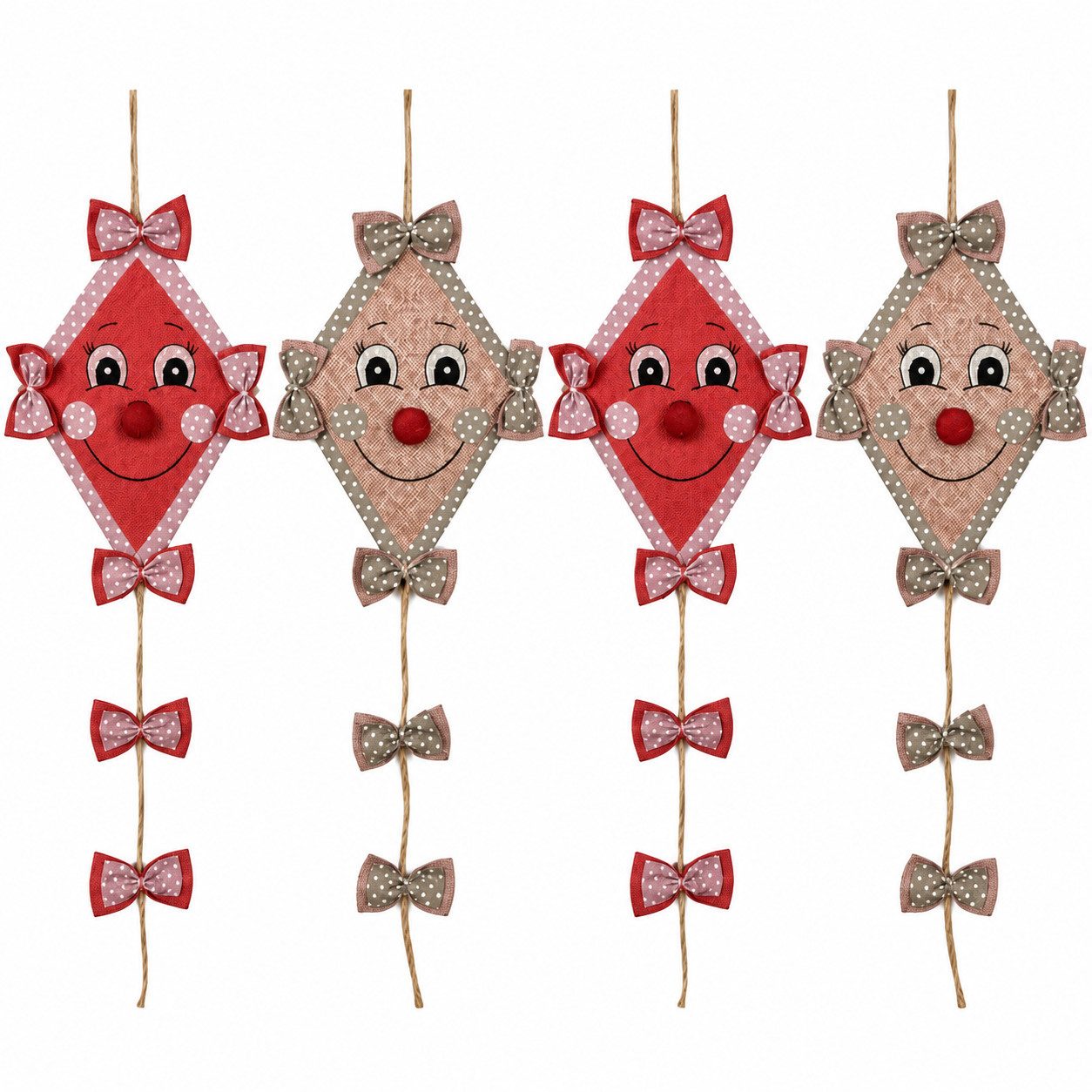 finehomegarden Dekofigur Herbstdeko Drachen 4x Hänger 2Fb. sortiert rosa/natur 18x H25cm (Set, 4 St., 4 tlg), Fensterhänger Herbst Dekoration Fensterdeko