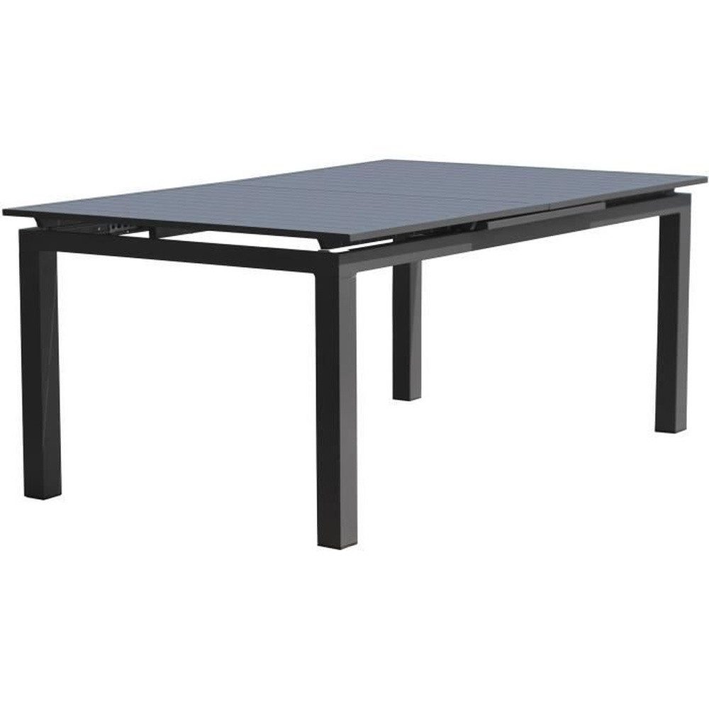 DCB Garden Gartentisch Ausziehbarer rechteckiger Gartentisch – Anthrazitgrau – Aluminium