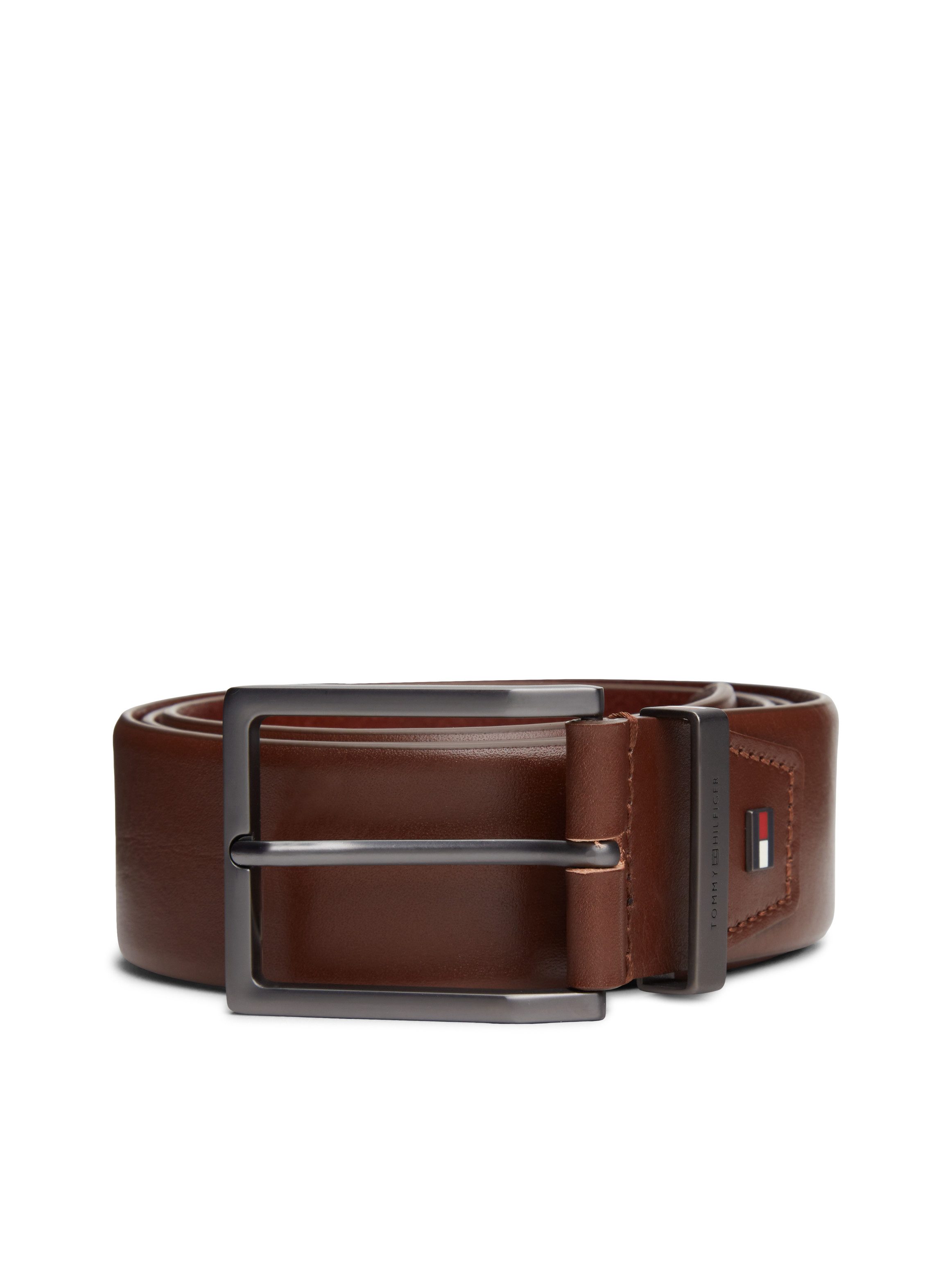 Tommy Hilfiger Ledergürtel OLIVER SEASONAL mit eckiger Schnalle und Flag, Breite: 4cm