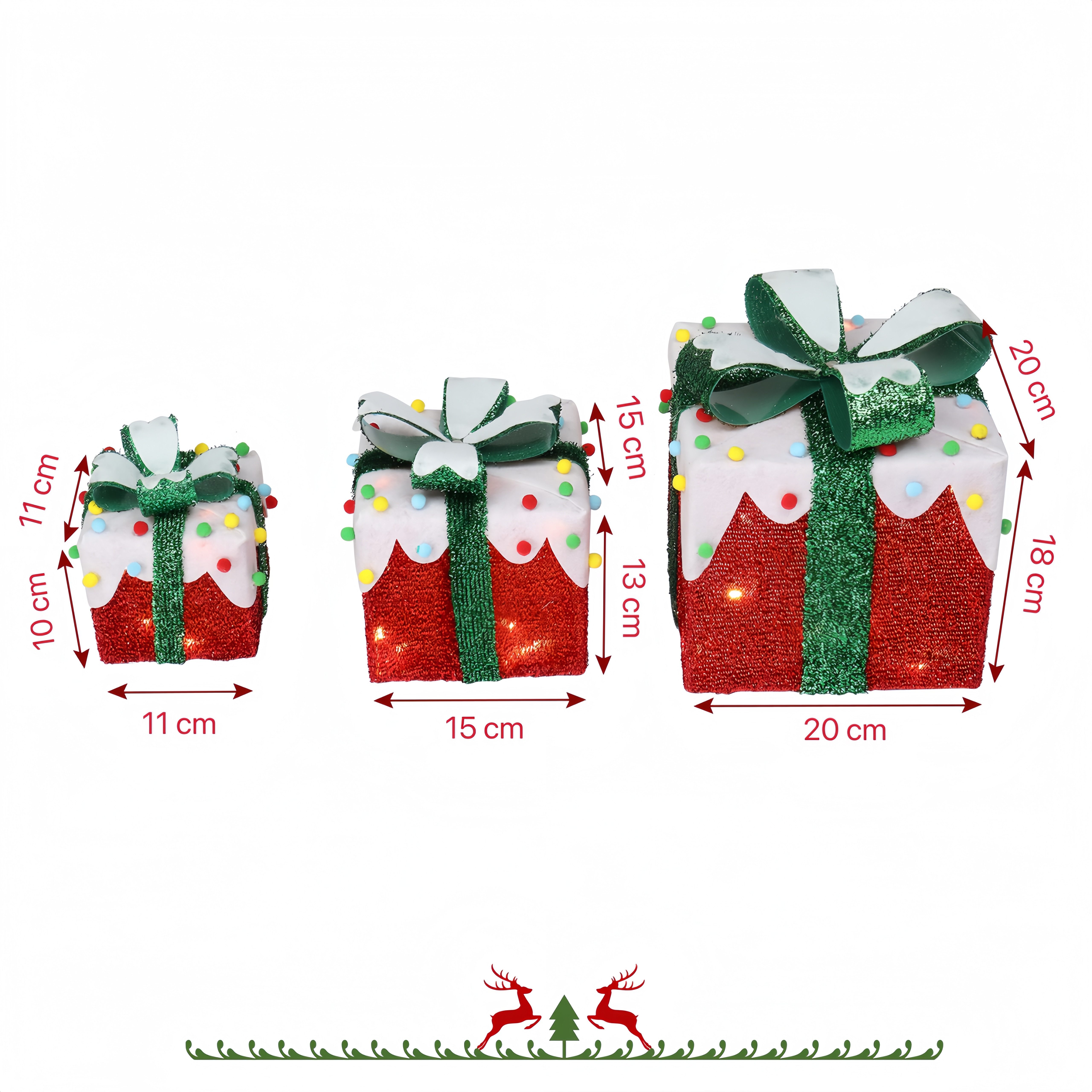 VINGLI LED Dekolicht 3er Set LED Geschenkboxen mit ABS Kunststoffrahmen, 48 günstig online kaufen