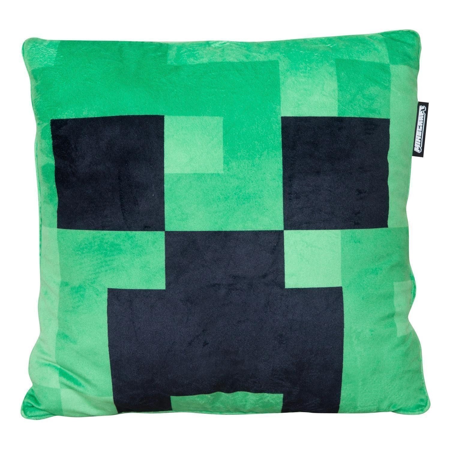 Dekokissen MINECRAFT, 38 x 38 cm, Grün, Schwarz, Samt, mit Füllung