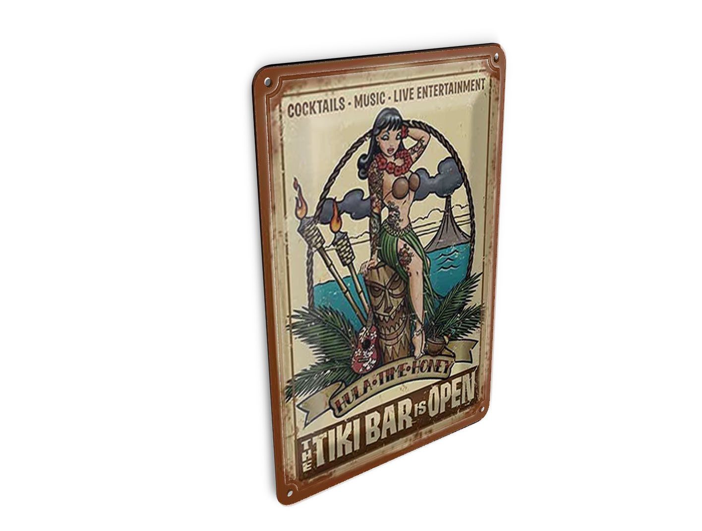 Femer GmbH Postkarte Pin Up 10x14 cm TIKI Bar is Open Cocktail Music, unfrankiert