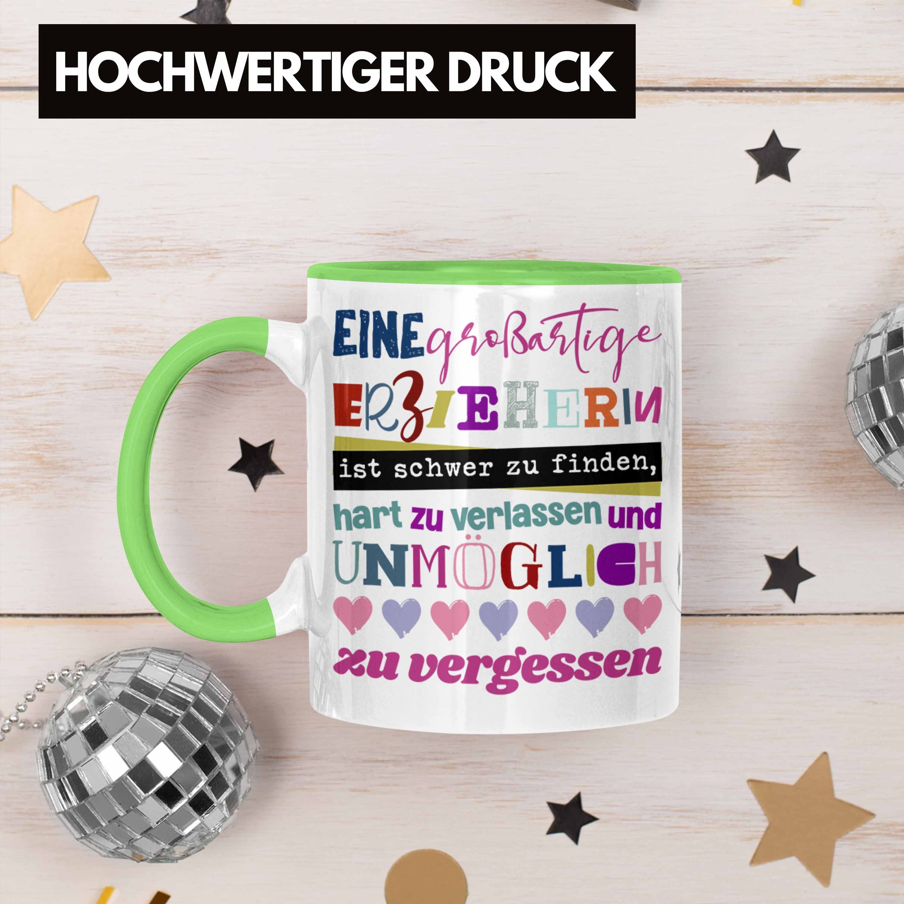 Trendation Grün Trendation Tasse Geschenk Erzieherin Geschenkidee - Spruch Großartige Tasse Abschied Kindergärtnerin