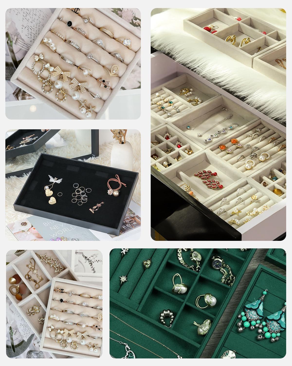LEAZZLE Schmuckablage Schmuckaufbewahrungsbox Schmucktablett Schmuckorganis günstig online kaufen