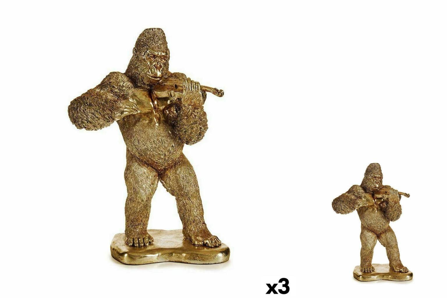 Gift Decor Dekoobjekt Deko-Figur Gorilla Violine Gold 16 x 40 x 30 cm 3 Stück