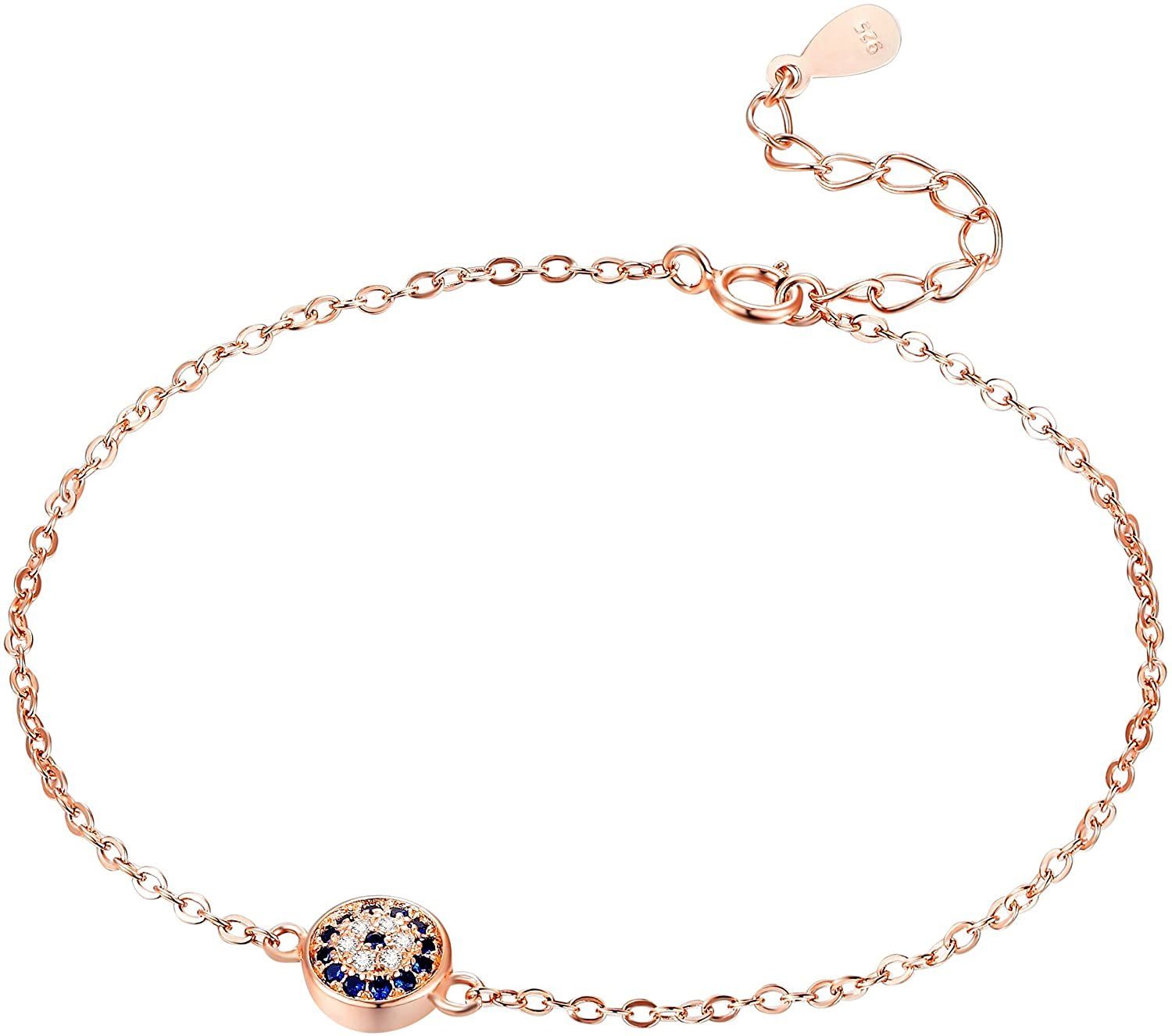 Karisma Edelstahlarmband Karisma Damen Silber 925 rhodinert Armband Böses Auge, Nazar Blau Verlängerung 3cm
