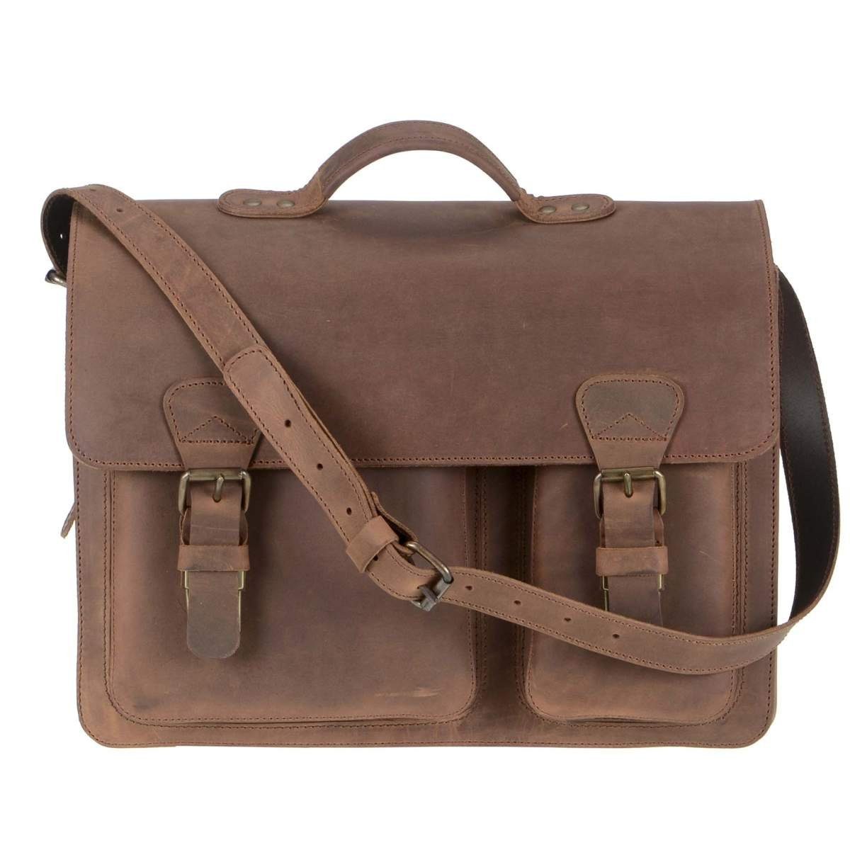 Ruitertassen Aktentasche Classic Adult, 40 cm Lehrertasche mit 2 Fächern, Schultasche, dickes rustikales Leder ranger