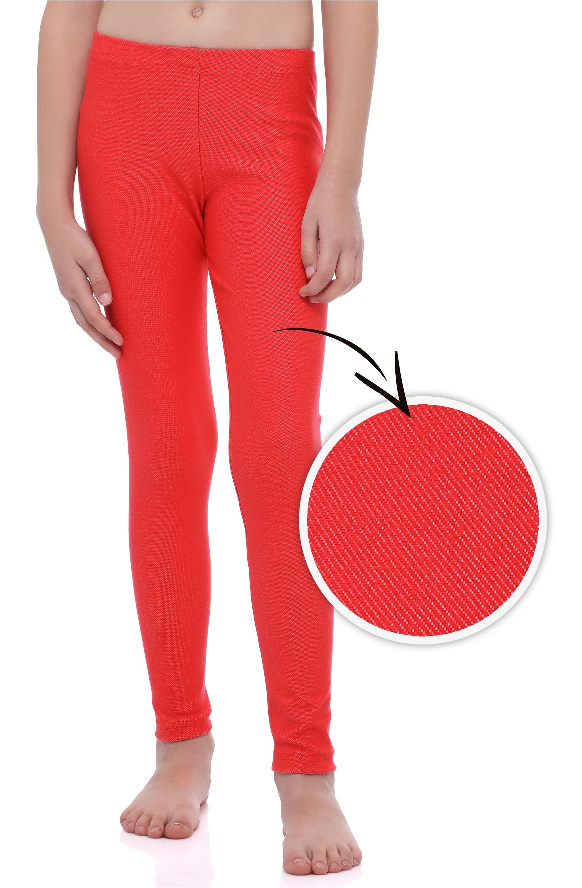 Merry Style (1-tlg) MS10-251 elastischer Leggings Bund Mädchen Leggings Rot aus Baumwolle Lange