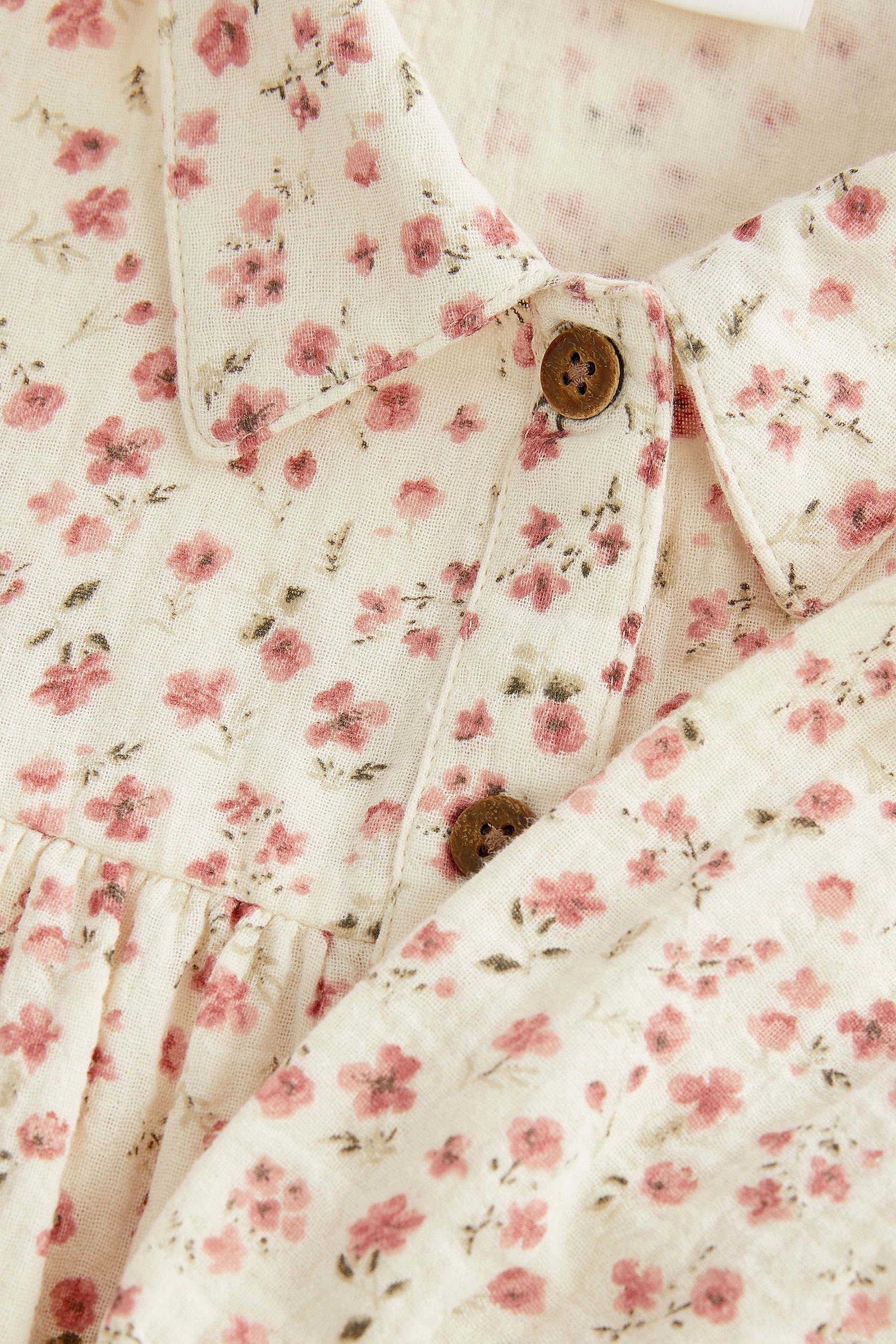 (1-tlg) Hemdkleid aus Ivory/Pink Ditsy Baumwolle Next Blusenkleid