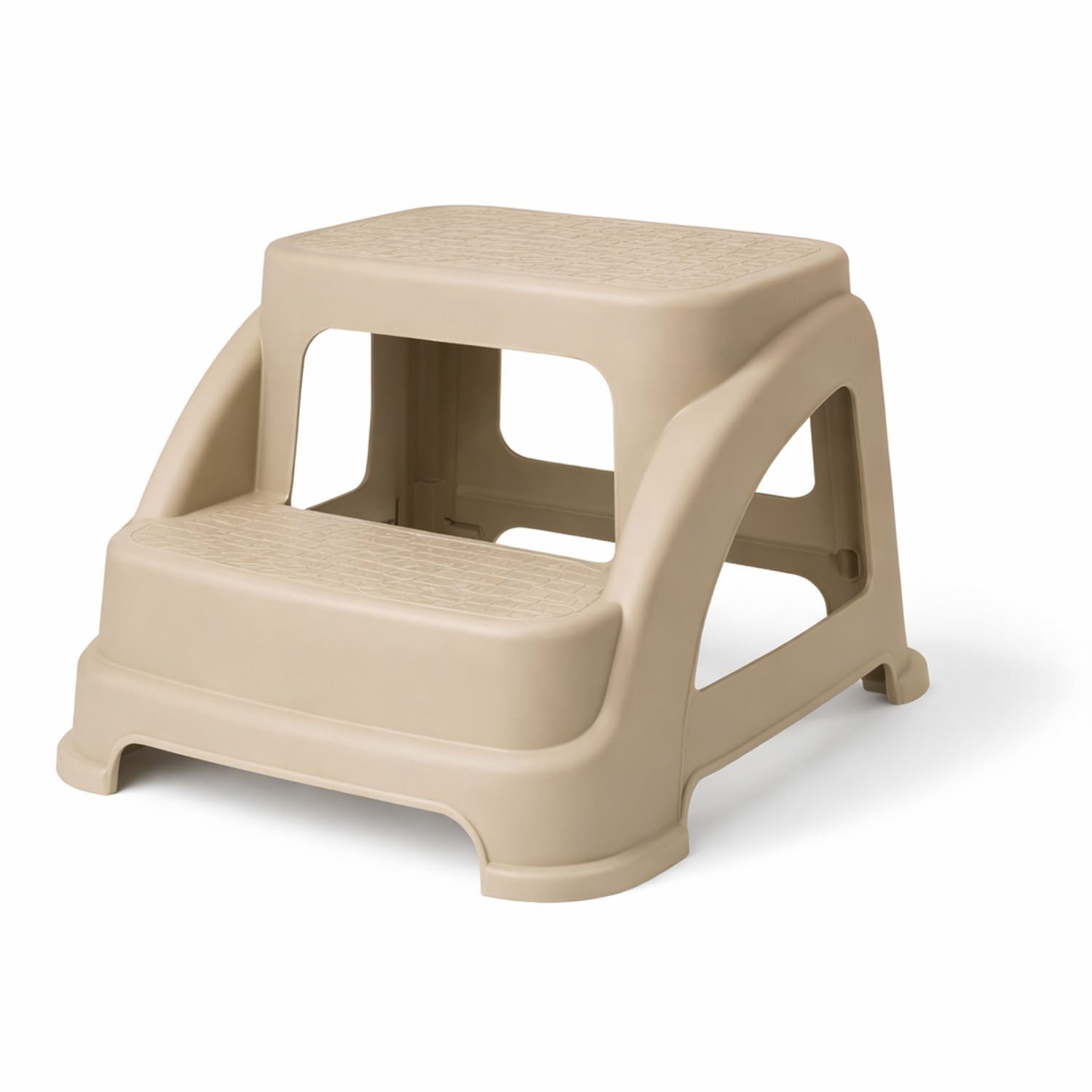Mojawo Fußhocker 2stufiger Tritthocker Trittstufe Hocker Kunststoff Beige rutschfest