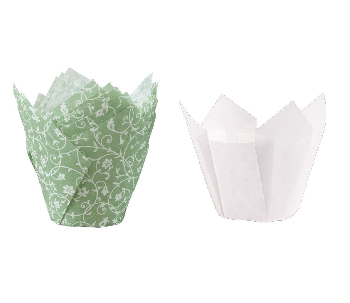 Demmler Muffinform Tulip-Wrap Set Jade/Weiß - Tulpenförmige Muffinförmchen -, zum stilvollen Anrichten von Muffins und Cupcakes - Made in Germany