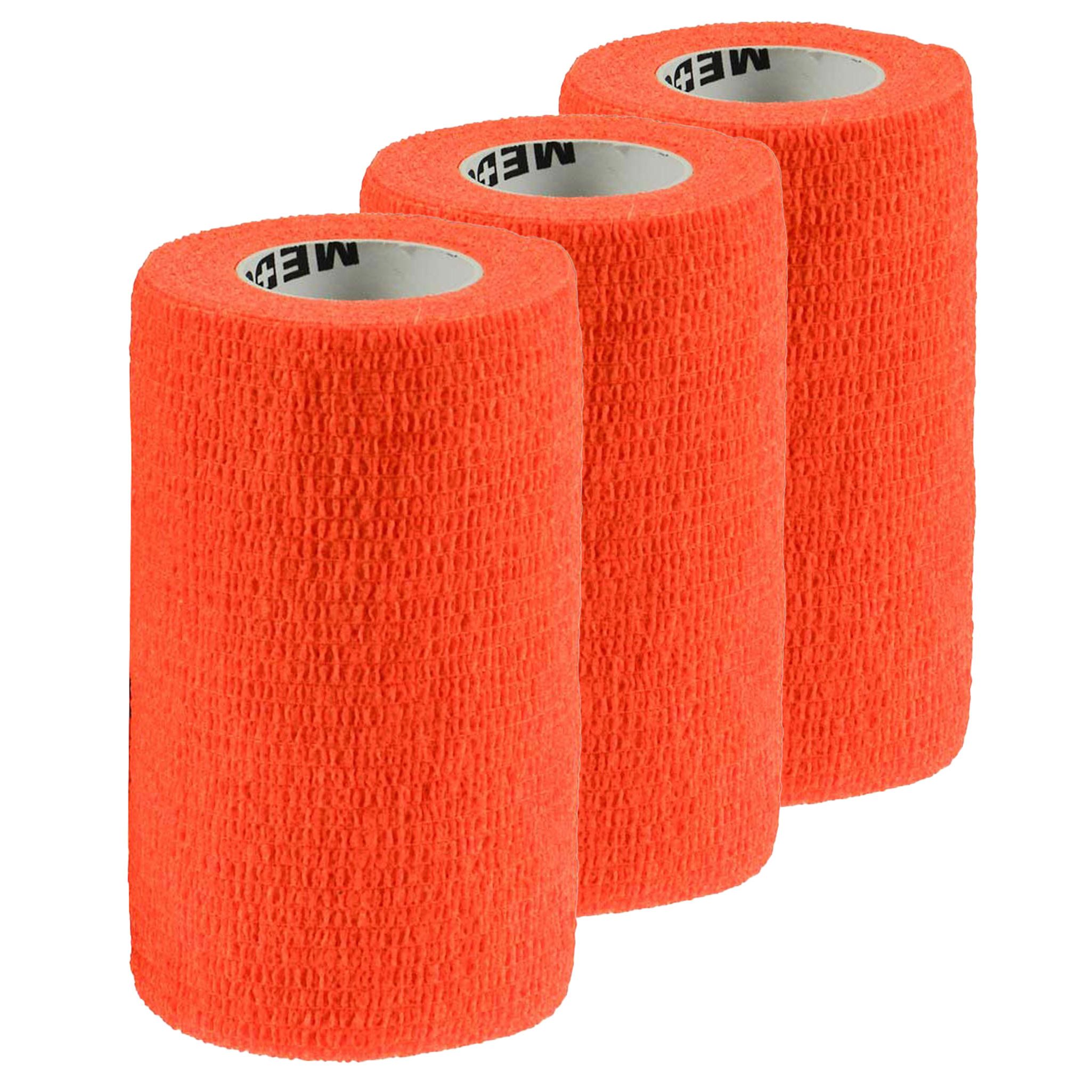 meDDio Pferdebandage 1/3/6 Haftbandagen Größe+Farbe wählbar - selbsthaftende Bandage, 3 Stück 10 cm neonorange