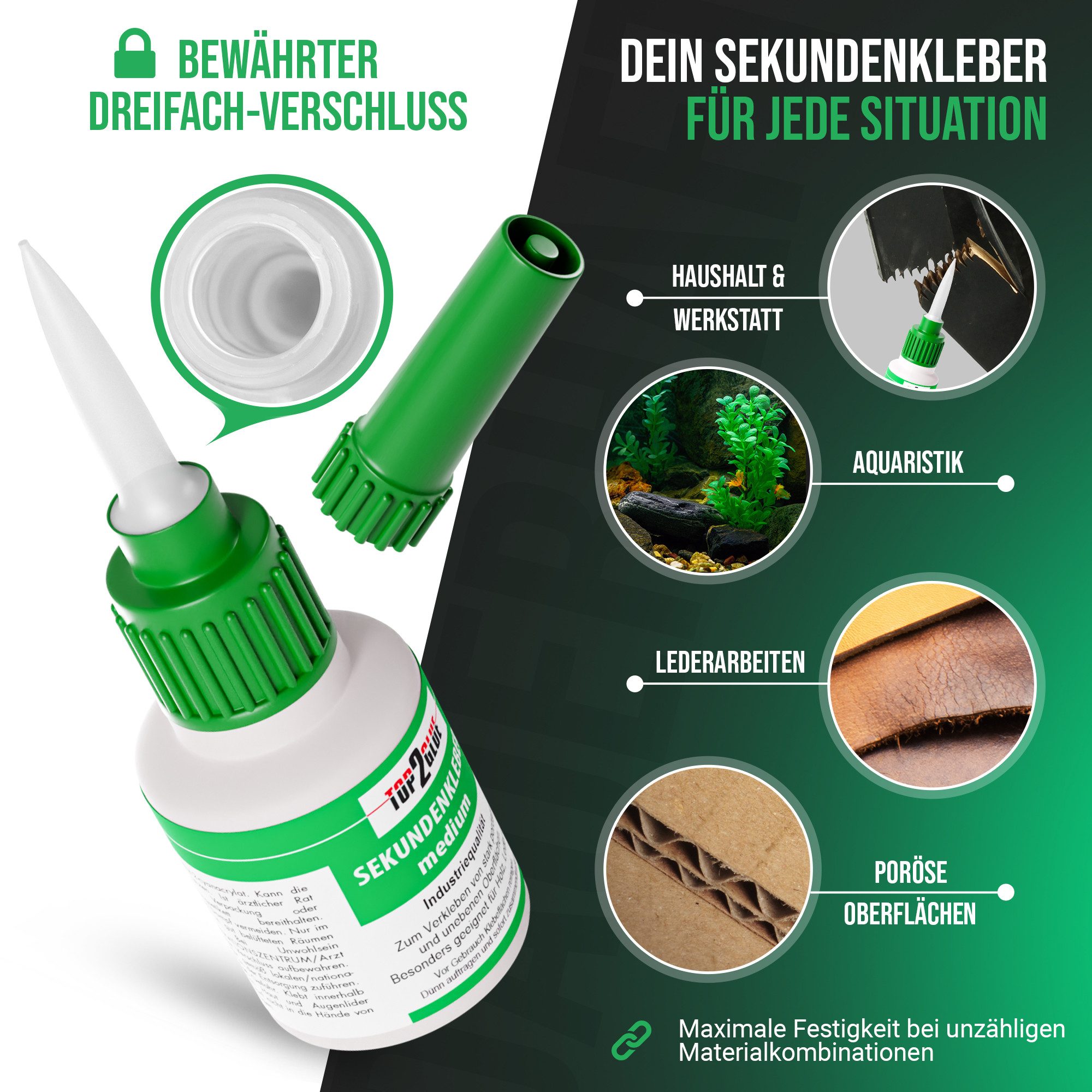 Thumbnail - Top2Glue Sekundenkleber XXL Aktivator Sekundenkleber extra stark Alleskleber Set, (1-tlg)