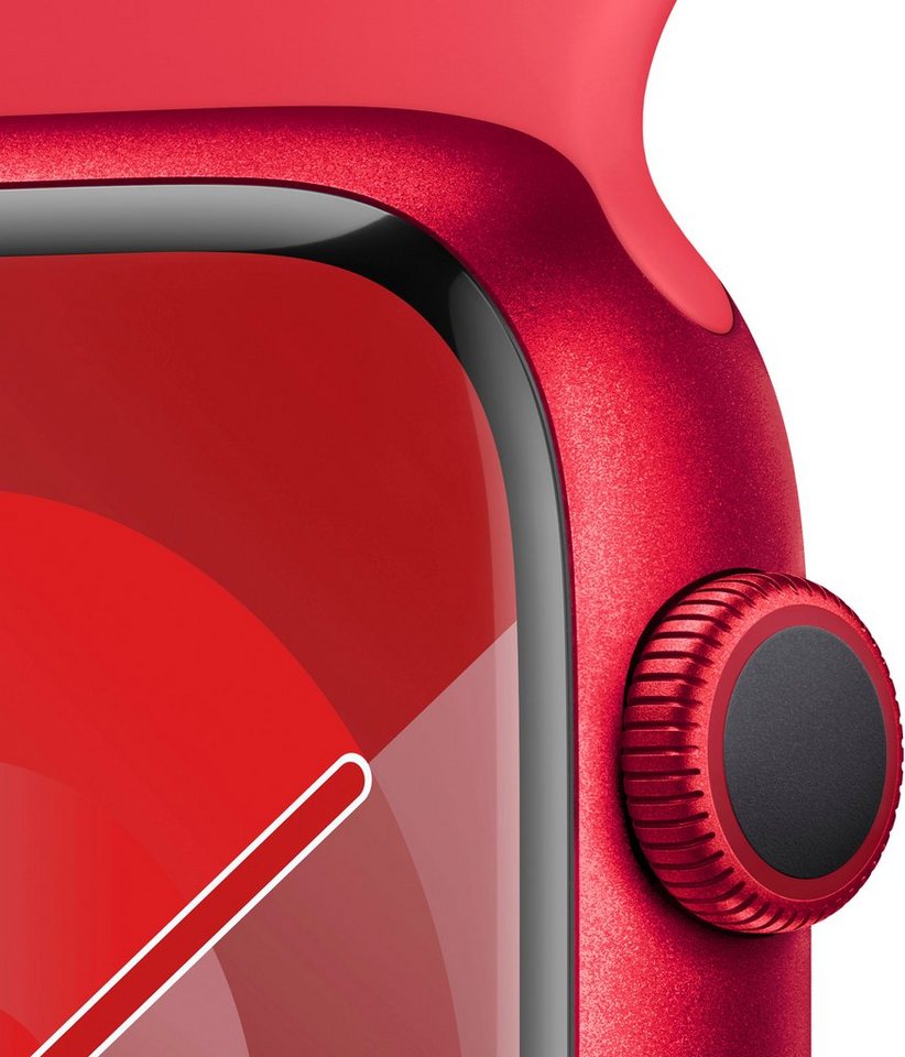 Apple Watch Series 9 GPS Aluminium 45mm S/M Smartwatch (4,5 cm/1,77 Zoll, Watch  OS 10), Sport Band, Bruchgeschützt, nach IP6X staubgeschützt und  schwimmfest mit 50 m Wasserschutz