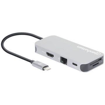 MANHATTAN Laptop-Dockingstation USB-C 8-in-1-Dockingstation mit Power Delivery, USB-C® Power Delivery