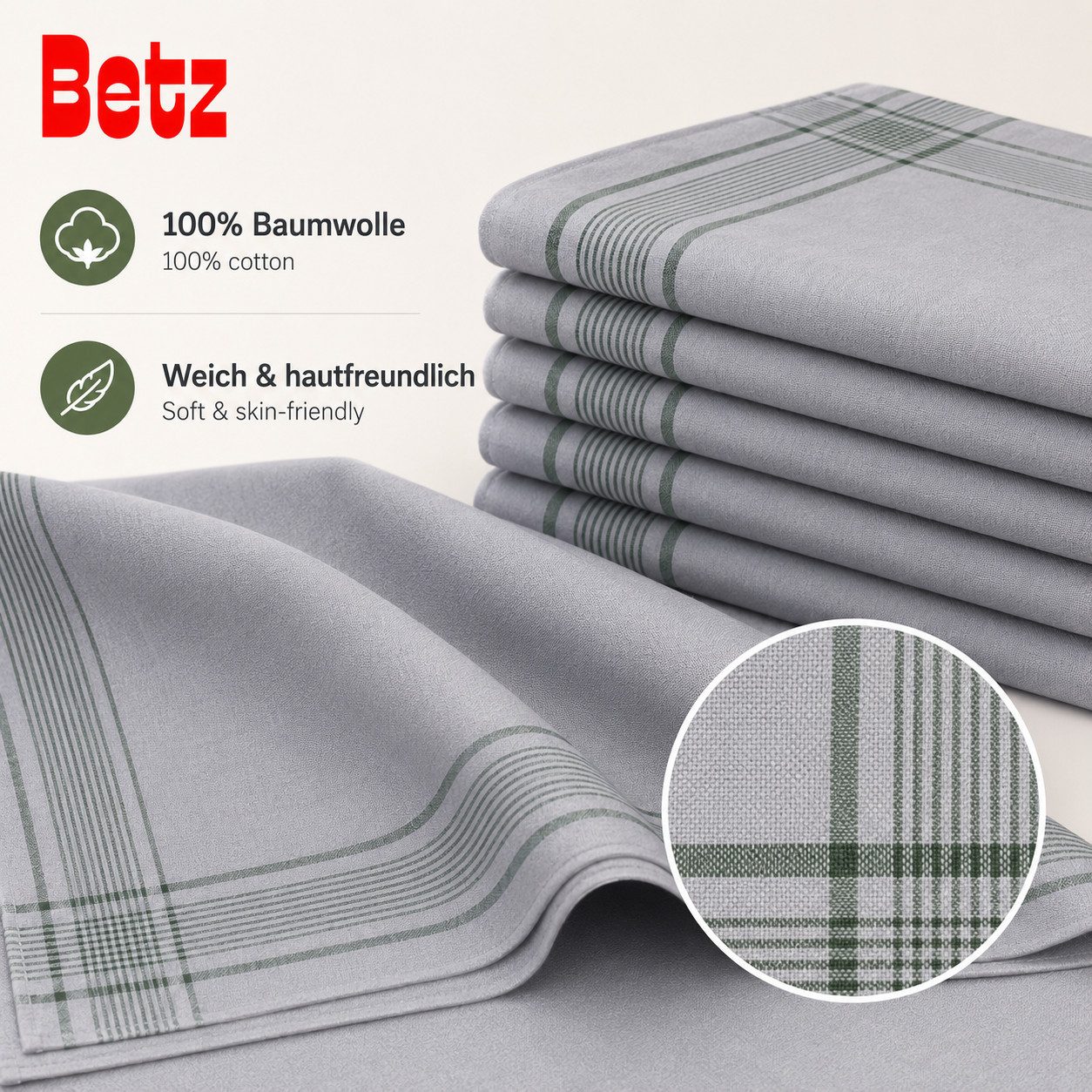 Betz Taschentuch Bundeswehr Taschentücher XXL Herren Stoff 50x50 cm 100% Baumwolle, (6-St)