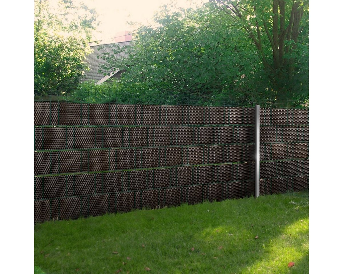 Thumbnail - HaGa Sichtschutzstreifen Sichtschutzrattan in 2,55m Länge aus PE-Rattan silbergrau