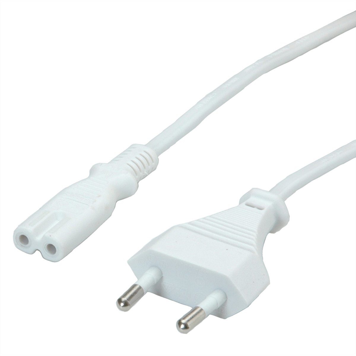 VALUE Netzkabel Euro-Flachstecker auf C7, 2polig Stromkabel, Eurostecker, 2,5A, CEE 7/16, Typ-C Männlich (Stecker), IEC320 C7, Rasierer, 2,5A Weiblich (Buchse) (180.0 cm)