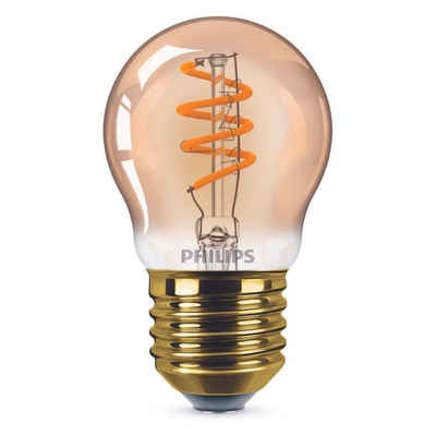 Philips LED-Leuchtmittel LED Lampe ersetzt 15W, E27 Tropfenform P45, gold, warmweiß, 136 Lumen, n.v, warmweiss