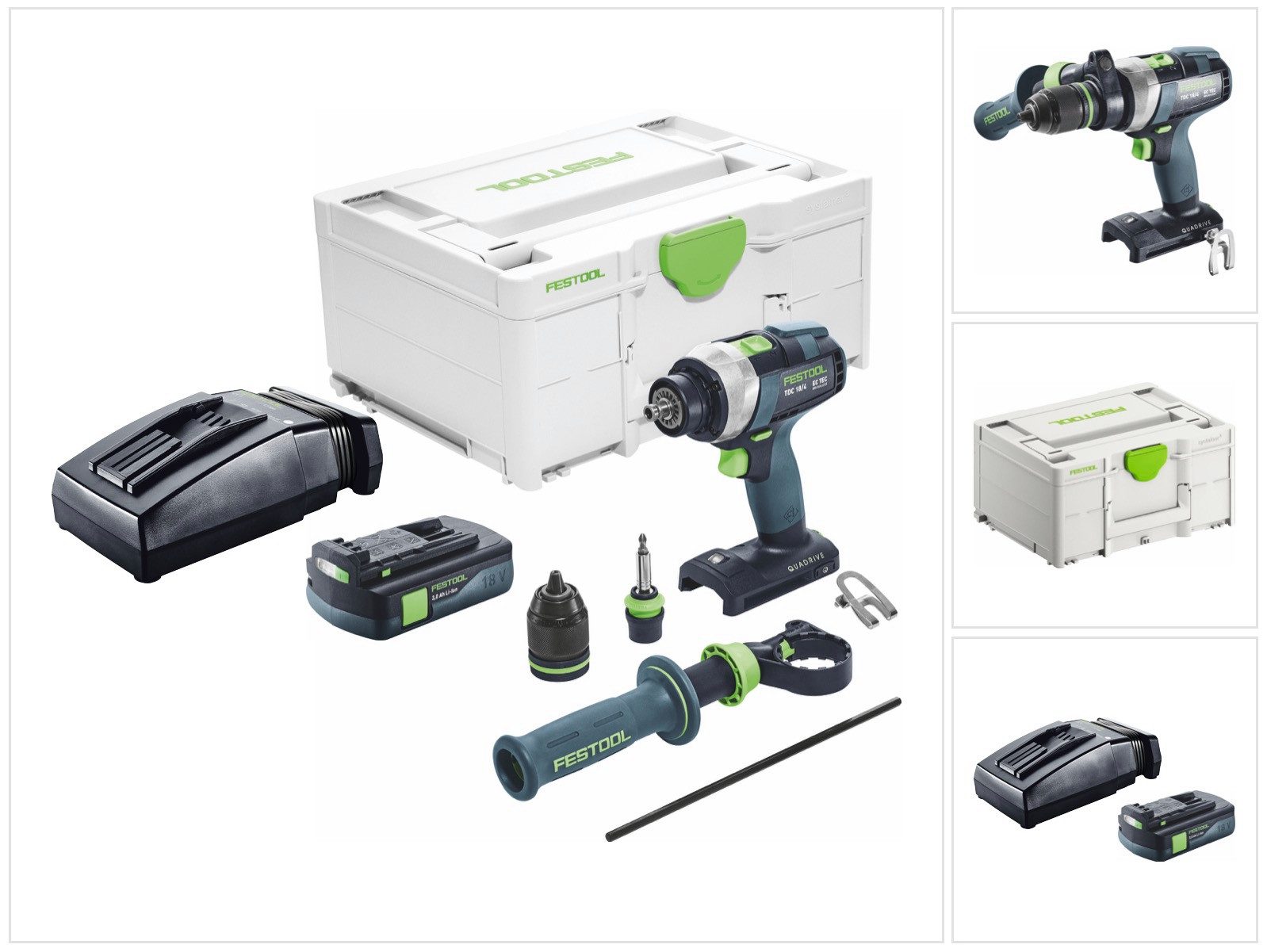 FESTOOL Säulenbohrmaschine TDC 18/4 I-Basic Akku Bohrschrauber 18 V 75 Nm Brushless + 1x Akku 3