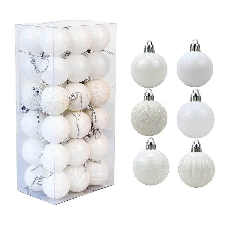 Coonoor Weihnachtsbaumkugel 36-teiliges Set Christbaumschmuck Kunststoff Baumspitze (36 St), Christbaumkugeln für Baumdekoration, Partydeko, Ø 4cm