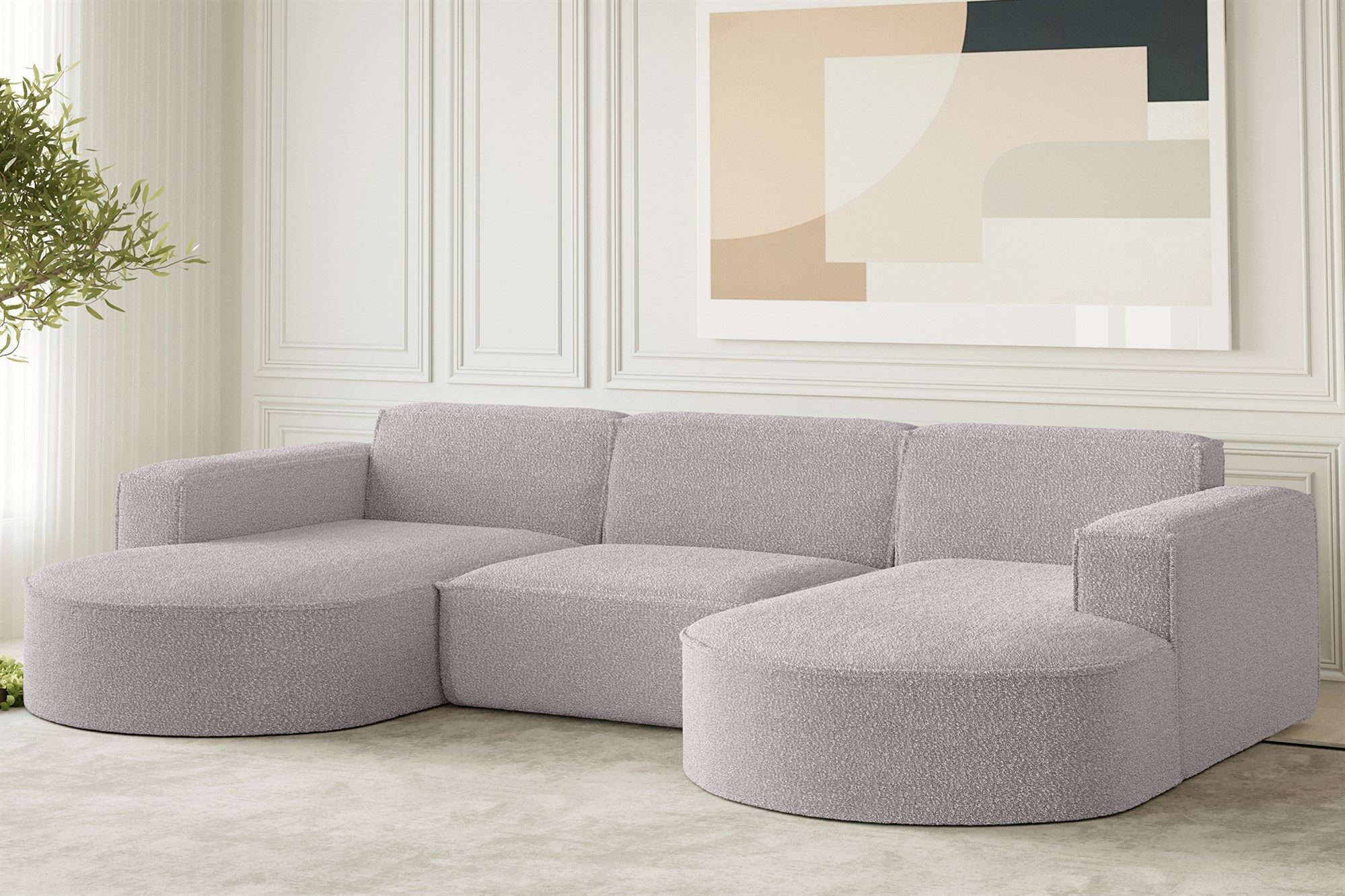 Fun Möbel Wohnlandschaft U-Form Sofa PALMA, frei im Raum stellbar, Rundumbezug