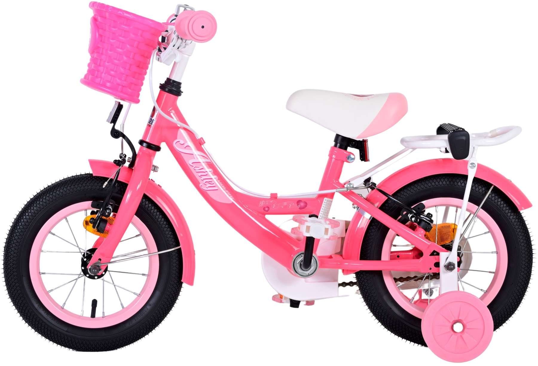 2x Stützräder Fahrrad Kinderfahrrad TPFSports 12 Zoll Sicherheitsgriffe), Volare Handbremse, Rutschfeste Zoll Gang, Kinderrad mit Fahrrad (Mädchen Kinder Laufrad - 12 Mädchen Ashley mit 1