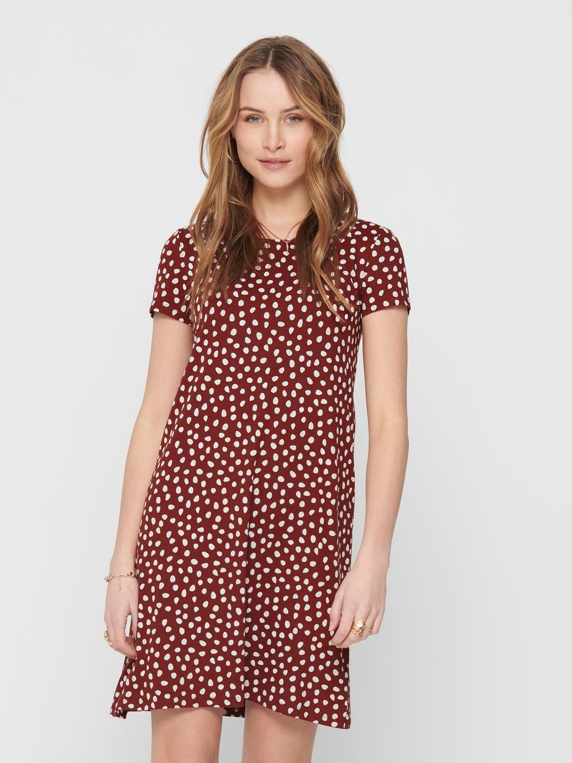 ONLY Minikleid ONLBERA BACK LACE UP S/S DRESS JRS NOOS Viskosemischung, regular fit, Rundhals