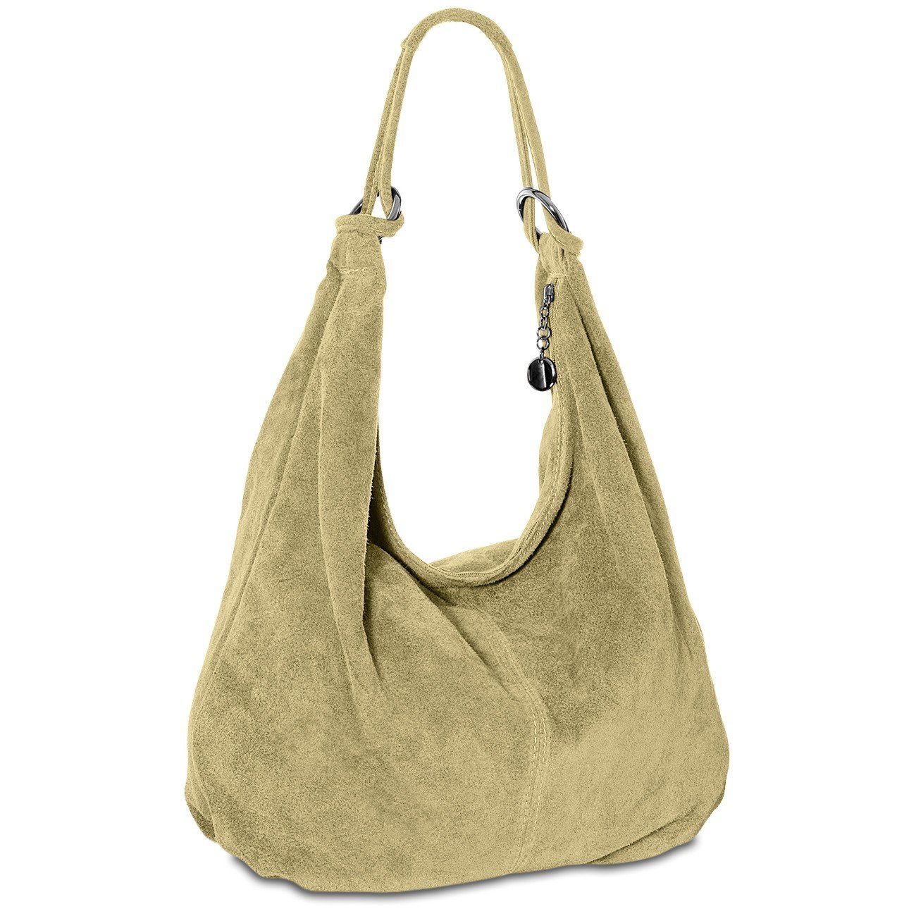 Caspar Schultertasche Damen Vintage Leder Tasche Hobo Bag - CLASSIC LINE - Modell No.617, 100% italienisches Veloursleder, samtig weich, angenehmer Tragekomfort