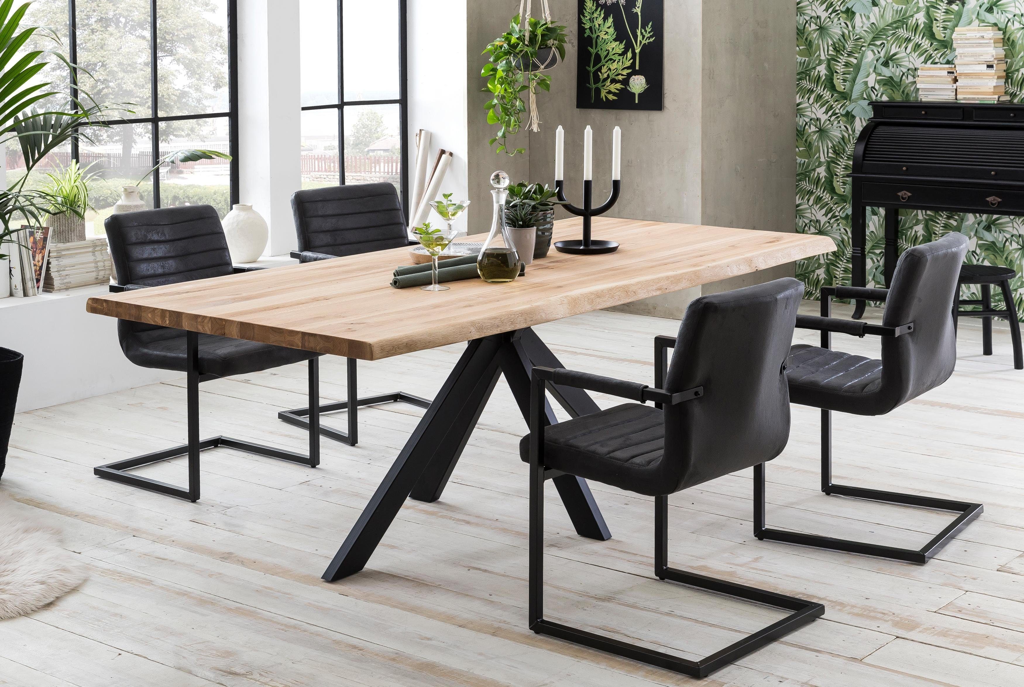 Home affaire Esstisch Tristan, Massivholz Wildeiche mit echter Baumkante günstig online kaufen