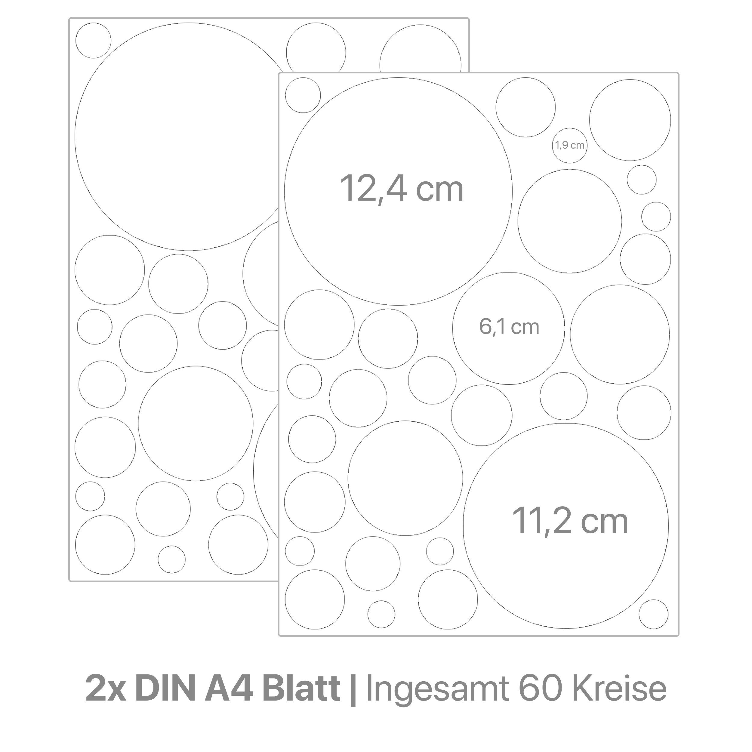 WANDKIND Wandsticker Kreis Set Aufkleber 60 Stück V336, wieder ablösbar